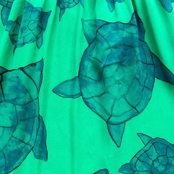 Anthropologie Moulinette Soeurs 100% Silk Green Turtle Indie Boho Dress 2 - Picture 3 of 12